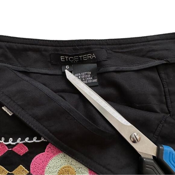 Etcetera Skirt Black Multicolored Floral Embroidered Tiered Pencil Skirt Size 6 - Picture 2 of 9